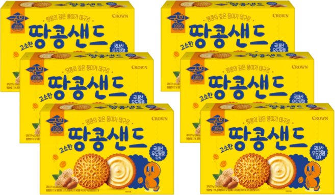 크라운 고소한 땅콩샌드, 279g, 6개