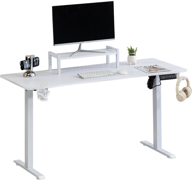 SAMMU 전기 높이 조절 책상 높이 기억 기능 가정용/사무용 스탠딩 컴퓨터 책상, 흰색-1200*600