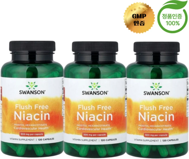 2+1 스완슨 홍조 무함유 나이아신 500mg 캡슐 120정, 3개 - 쿠팡