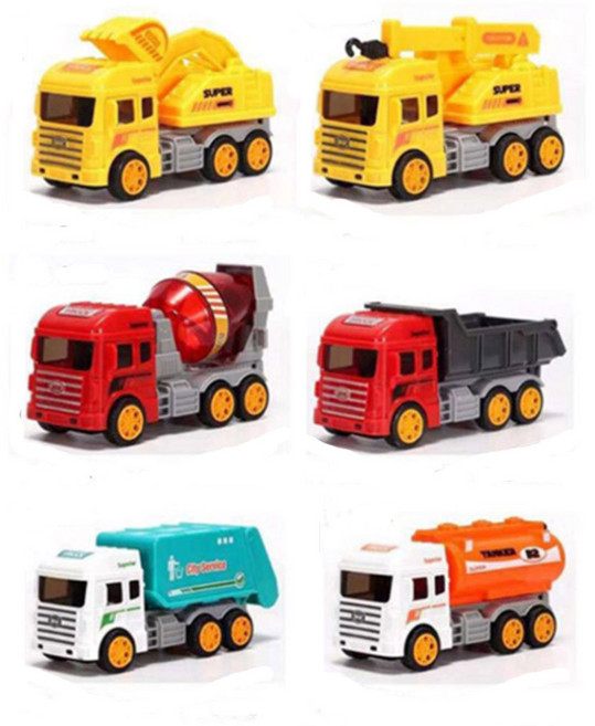 봄산 중장비 자동차 6종 세트, 1세트, 컬러