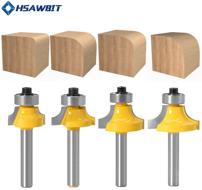 4종 트리머라운드비트 6mm트리머비트 코너 라운드, 1세트