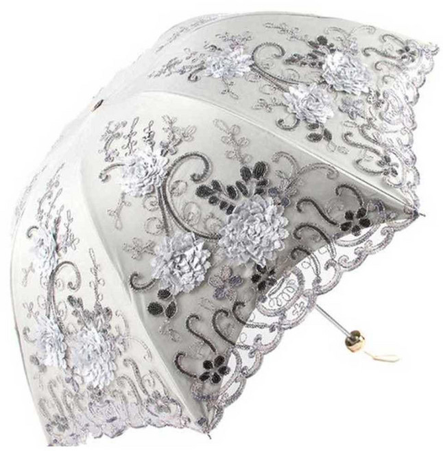 초경량양우산 레이스 양산 공주 3단양산 자외선차단 골드