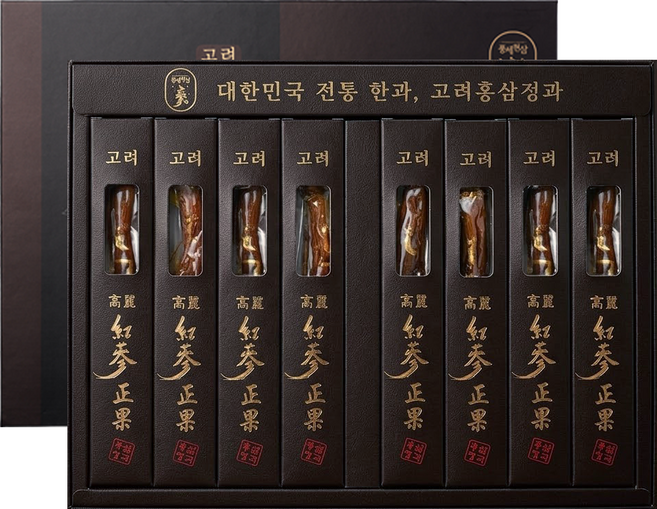 [국내산]고려 홍삼정과 8뿌리 상견례 답례품 명절 선물세트 300g, 1개