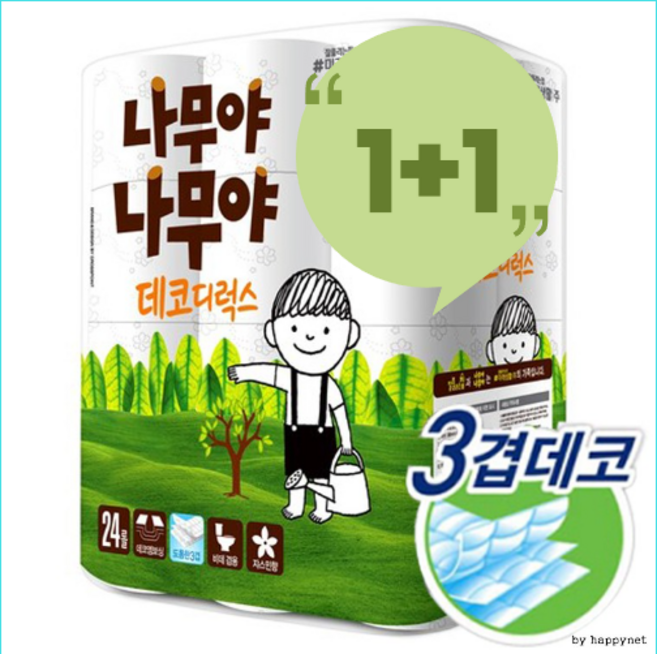 다다올 1+1미래생활 잘풀리는집 나무야 나무야 화장지 / 롤휴지/, 24롤, 1개