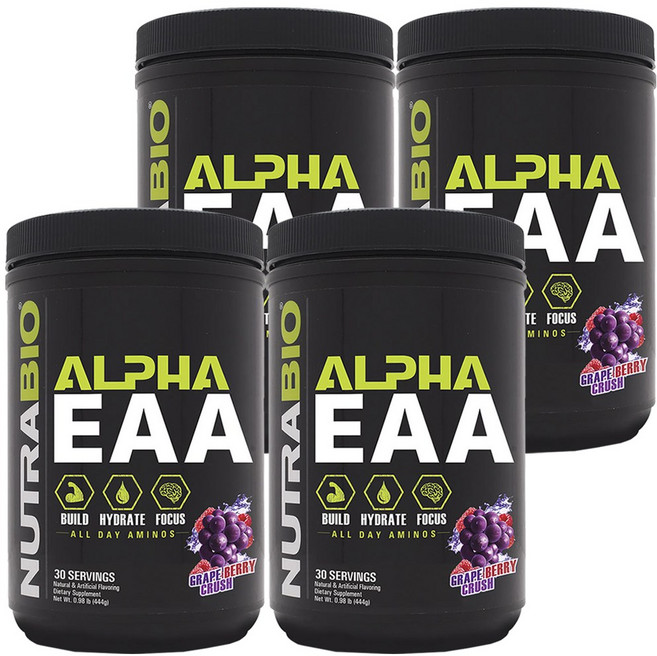 Nutrabio Alpha EAA無麩質氨基酸保健粉 葡萄覆盆莓口味, 444g, 4罐