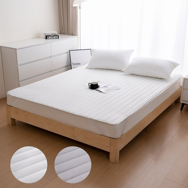 IMIS 부드러운 다운 매트리스 커버 사계절용-스트라이프 리본 침대시트커버 침대커버 매트리스커버 두 가지 가능 110/150*200cm, 화이트1