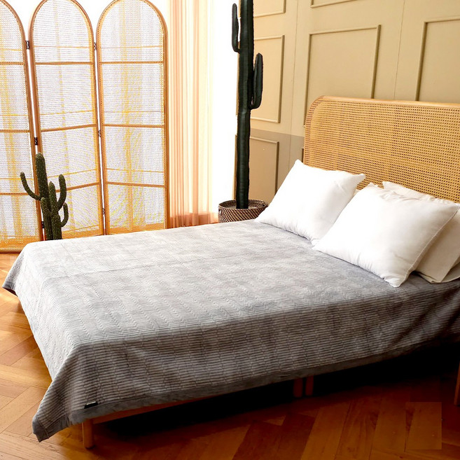 이불팩토리 사계절 극사세+순면100% 양면 스프레드 침대패드 특대형/퀸/슈퍼싱글, 그레이