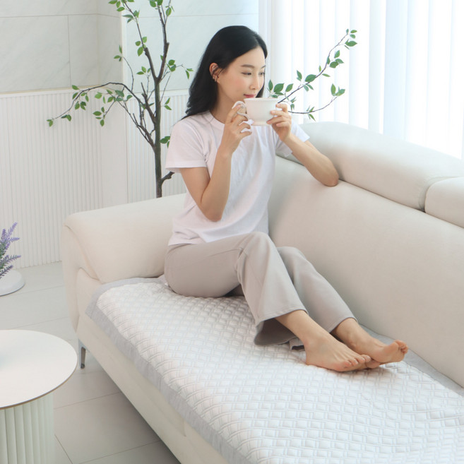 [세탁망 증정] 몽비오스 국산 아이스쉘 냉감 쿨매트 여름 침대 패드 고정밴드, 콜드 그레이