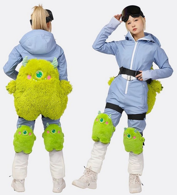 거북이엉덩이보호대 스키 보호 낙하 꼬리뼈 거북이 짧은 엉덩이 방수 힙패드 무릎패드 부드러운 핑크스트로베리베어, 엉덩이 보호대+무릎 보호대, 그린헤어몬스터