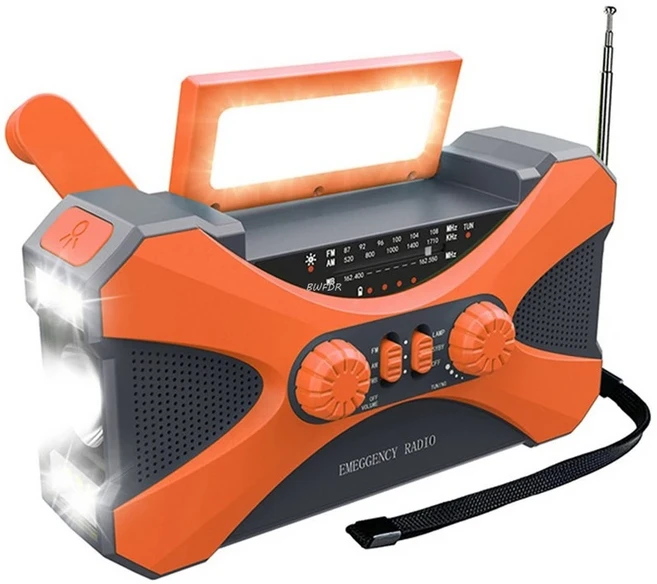 뜨거운 10000mAh 비상 라디오 날씨 태양 핸드 크랭크 AM/FM LED 손전등 SOS 알람 보조베터리 스피커 Dropsh, 01 빠른  Mainland, 03 Orange 10000mAh