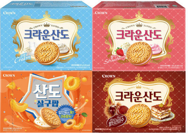 크라운 산도살구팝323g+딸기323g+크림323g+밤티라미수323g, 1세트, (총4개)