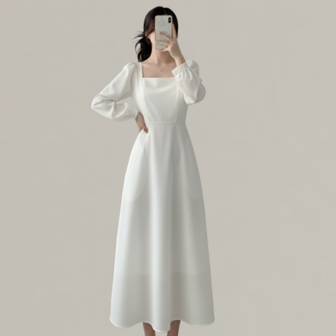 여성용 스퀘어넥 링클프리 스트링 원피스