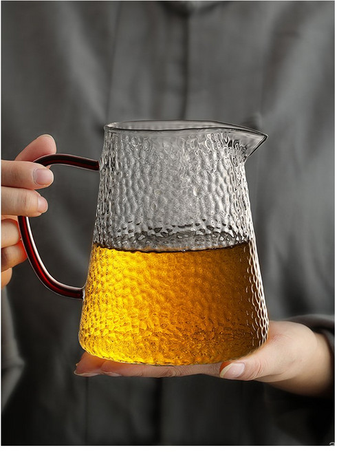 내열 강화 유리 숙우 공도배 예쁜 손잡이 유리컵, 700ML