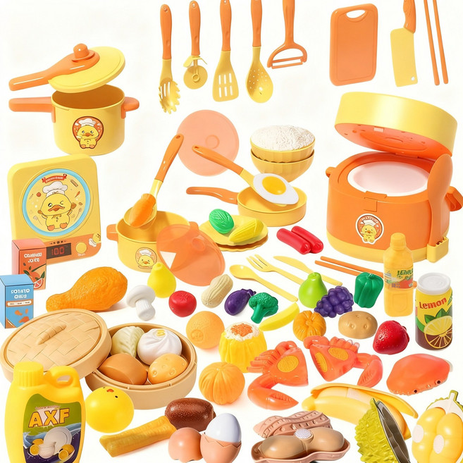 ANYOU 스팀 밥솥 밥 짓기 인덕션 걸 주방 밥 짓기 소꿉장난감, 1개, 주방 장난감 전기밥솥 세트