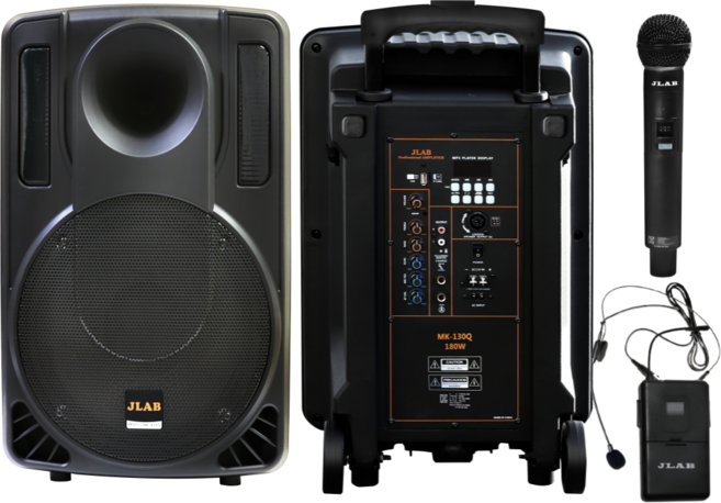 JLAB 이동식앰프 MK-130Q 블루투스 충전식 스피커앰프 휴대용 행사용 180W, 핸드 1개 + 헤드 1개