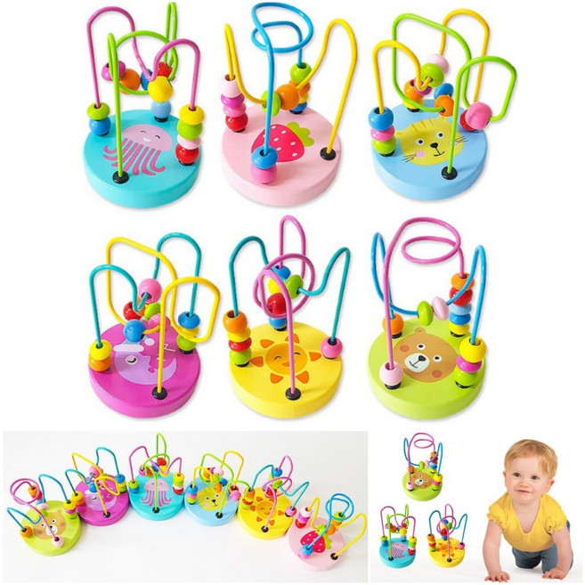 템팜 미니 베이비 롤러코스터 9개월아기장난감 원목장난감 도형놀이, 혼합색상