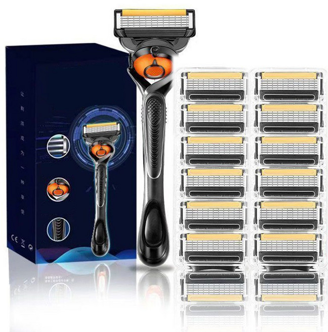 클래식 남성 면도기 세트 교체용12개 1년 분량 포함 프리미엄 세트, 1세트, 면도기 1개 + 교체용 면도날 12개