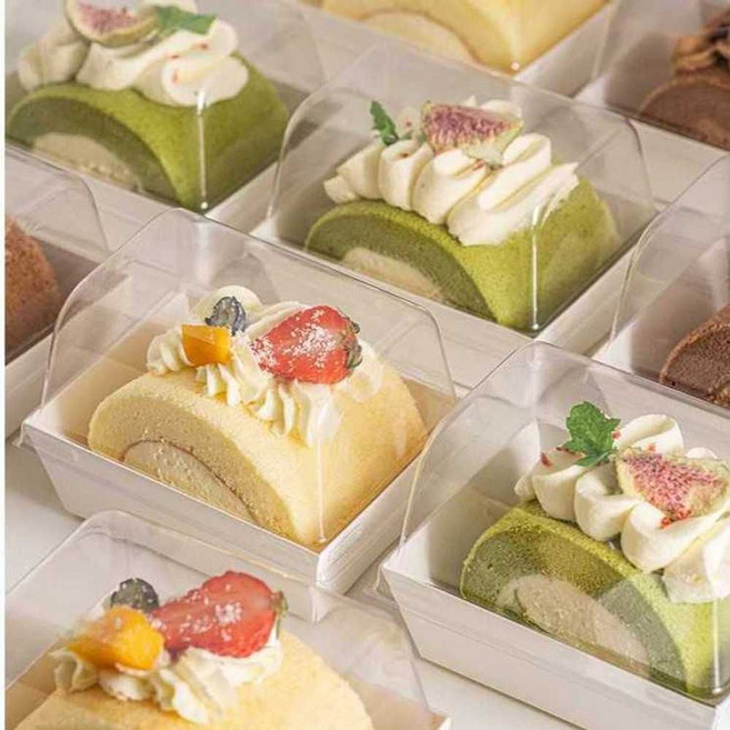 롤케이크 피스롤 100개 투명 단일 답례품 용기 상자 도지마롤, A. 50개