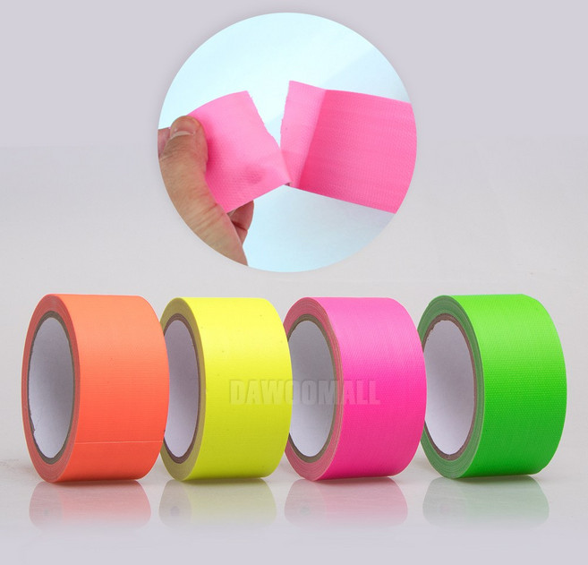 다우몰 형광색 면테이프 천테이프 무광 48mm X 10M 노랑 녹색 주황 분홍, 형광노랑색