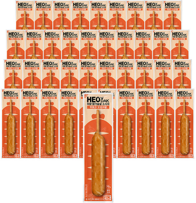 허닭 닭가슴살 소시지 후랑크 오리지널 70g, 40개