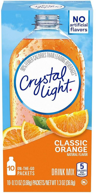 Crystal Light 클래식 오렌지 드링크 믹스 (휴대용 패킷 10개) 138673, Crystal Light 클래식 오렌지 드링크 믹스 (