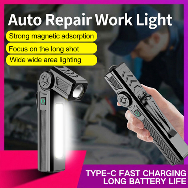 충전식 LED 토치 강력한 USB 충전식 야외 손전등 야외용 5 가지 모드, 01 Black