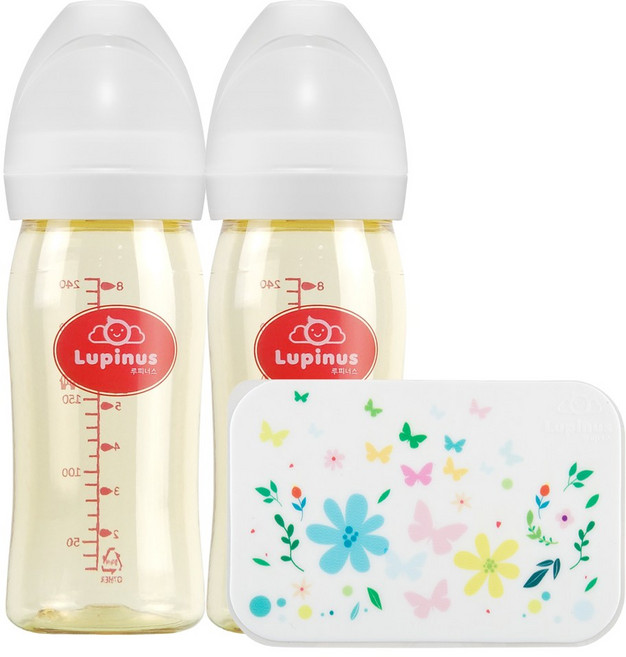 (특별기획) 루피너스 PPSU 젖병 240ml 트윈팩 세트 (더블하트 젖꼭지 호환), 1개