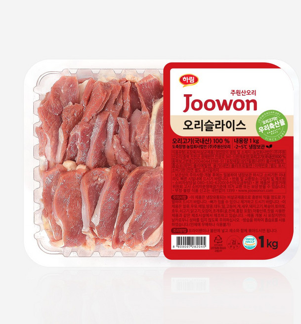 하림 주원산오리 오리슬라이스 1 kg / 트레이, 1개, 1kg