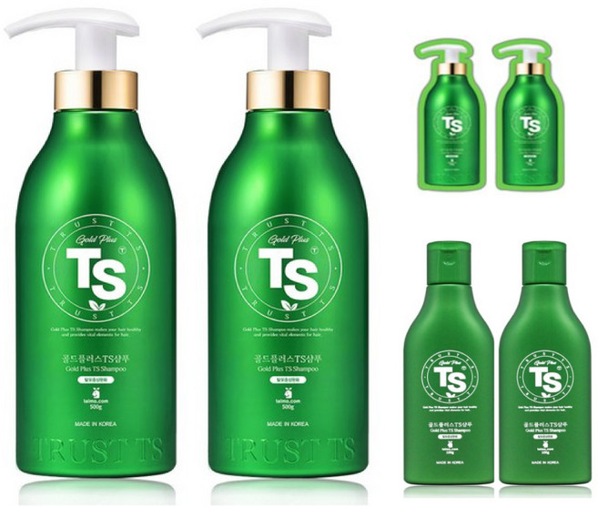 TS 골드플러스 샴푸 500g x 2p + 100g x 2p + TS 샘플 파우치 x 2p, 1세트