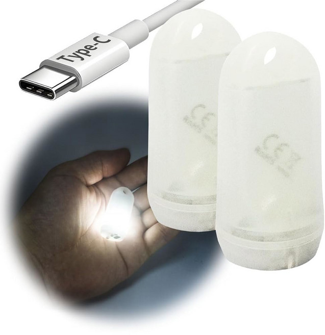 DOKeep USB 미니 LED 랜턴 2팩 방수 EDC 키체인 LED 손전등 캠핑용 Type-C 충전식 배터리 소형 스틱 램프 퍽 개 목걸이 토치 라이트 (웜 화이트+레드), 화이트 루미너스 + 레드, 1개