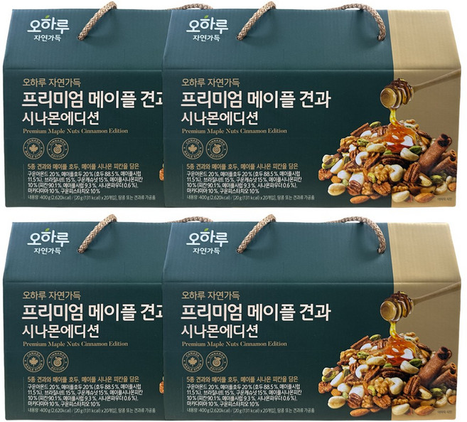 오하루 자연가득 프리미엄 메이플 견과 시나몬에디션 20g x 20개입, 400g, 4개