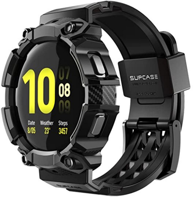SUPCASE 섭케이스 갤럭시 워치4/5/6 44mm 러기드 일체형 스트랩, 블랙