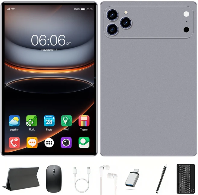 A17 프로 맥스 태블릿 4000mAh 대용량 배터리 8GB 램 256GB 롬 10.1인치 FHD 화면 안드로이드 13 듀얼심, 04 Gray, 01 8GB-256GB