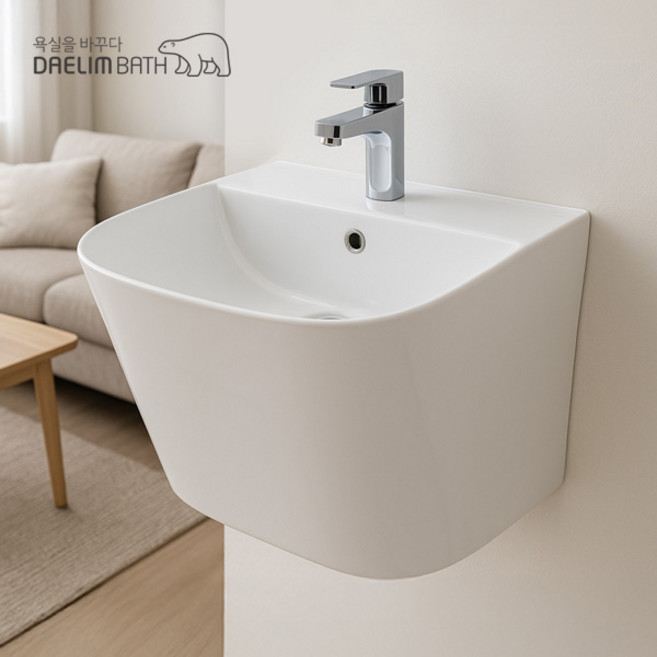 대림바스 CL-384 반다리 일체형 세면대 욕실 세면기 교체 설치, 크롬팝업(기본)