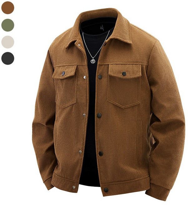 Akimu 남성 봄가을 코듀로이 무지 캐주얼 자켓 긴팔 골지 남방 빅사이즈 루즈핏 셔츠