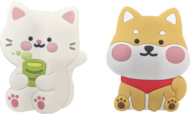 HS&D 휴대폰 실리콘 톡 거치대 1+1, 1개, 녹차냥이+시바견