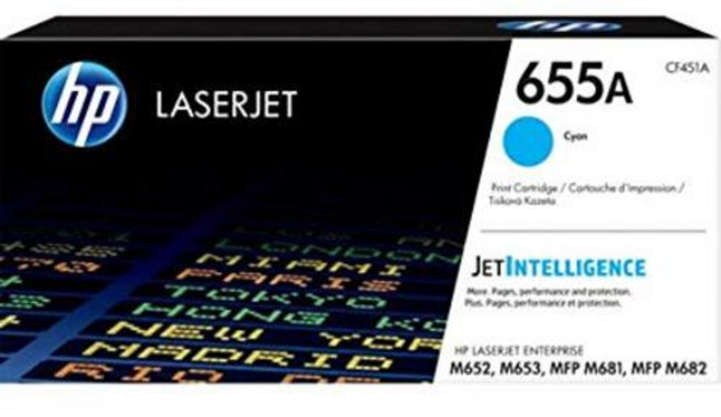 HP 655A CF451A 碳粉匣 適用於 LaserJet Enterprise M652 M653 MFP M681 MFP M682, Cyon, 1個
