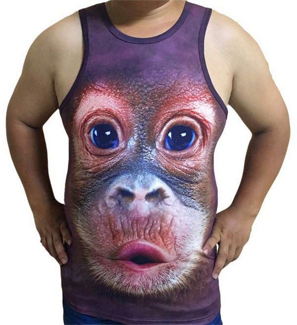 근육 웃긴 남자 페이크 프린팅 티셔츠 할로윈 엽기 고릴라 아이디어 동물 3D 생고기 운동