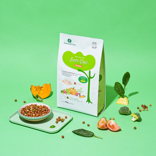 네츄럴코어 소프트사료 소프트델리 치킨&야채, 900g, 4개, 닭+야채