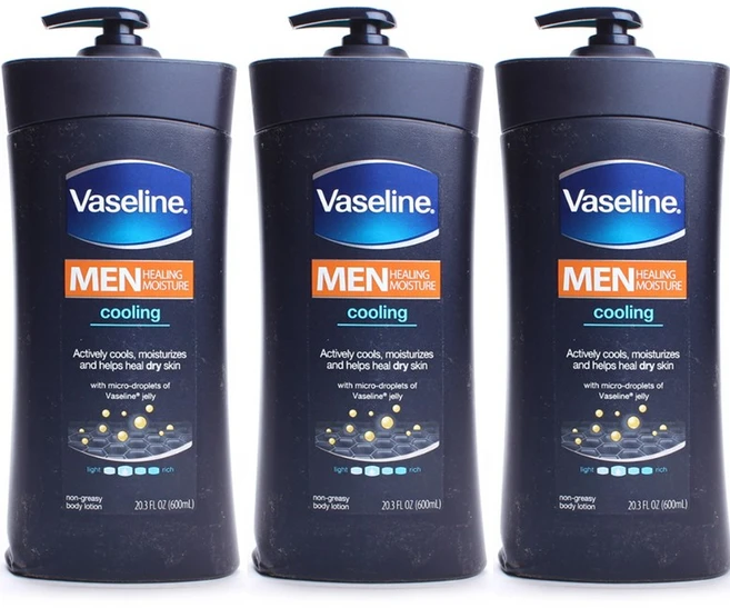 바세린 남성용 힐링 모이스처 바디 로션 쿨링, 600ml, 3개 - 쿠팡