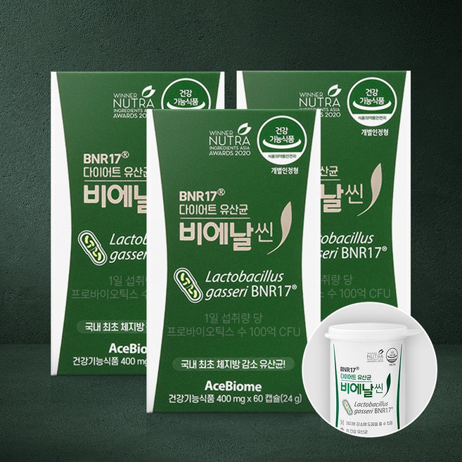비에날씬 다이어트 유산균 BNR17 60캡슐 3박스, 3개, 60정
