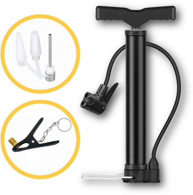 생활해랑 자전거 휴대용 미니 에어펌프, 1개, 블랙