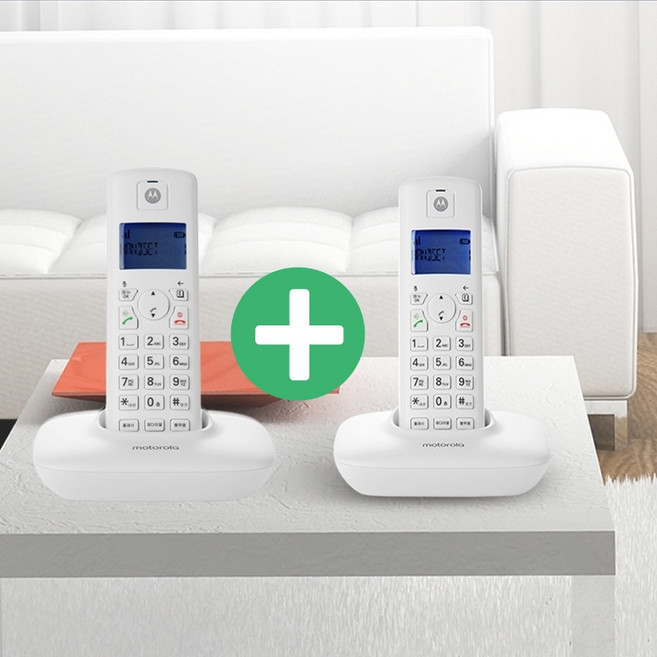 1+1 KT SK 모토로라 T401A 무선전화기 발신자표시 소리큰 스피커폰 무무선전화기, 블랙+블랙