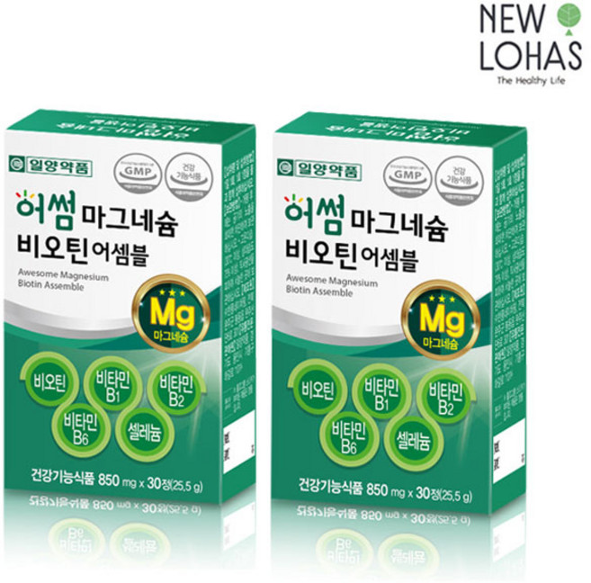 일양약품 어썸 마그네슘 비오틴 30정 2박스, 30회분, 2개