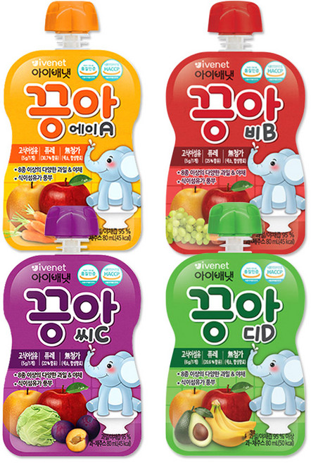 아이배냇 끙아 과일야채주스(10팩)(3종택1), 끙아B(5팩)+끙아C(5팩), 80ml, 10개