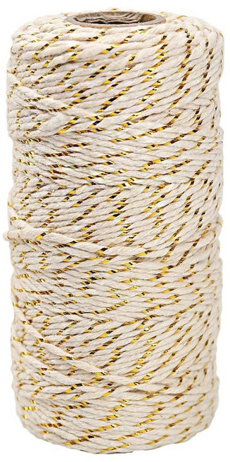 드림팩토리 반짝이 트와인끈 포장끈, 1개, 베이지+골드