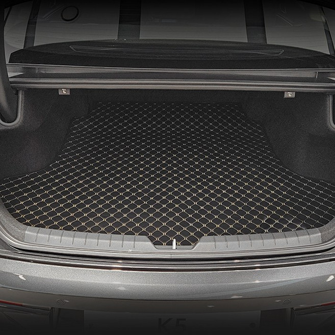 카프트 2024 더뉴 K5 페이스리프트 호환 트렁크매트 프리미엄 퀼팅 가죽, 하이브리드 (2열 폴딩시트X), 블랙-베이지