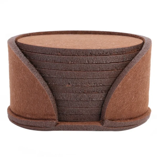 10pcs 라운드 펠트 코스터 식탁 보호대 패드 내열성 컵 커피 차 뜨거운 음료 머그잔 플레이스 주방 액세서, 01 brown