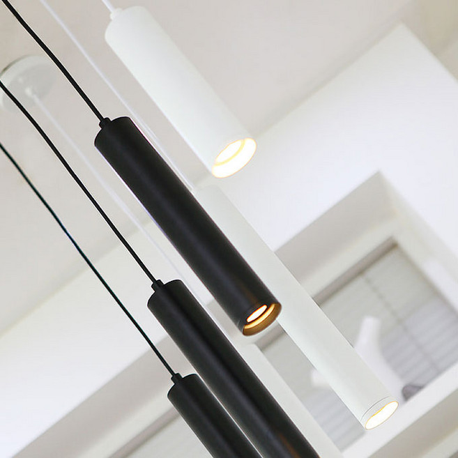 공간조명 실린더 1등 펜던트 조명, 블랙 [소], LED GU10 전구 5W [노란불] + 전용소켓 포함