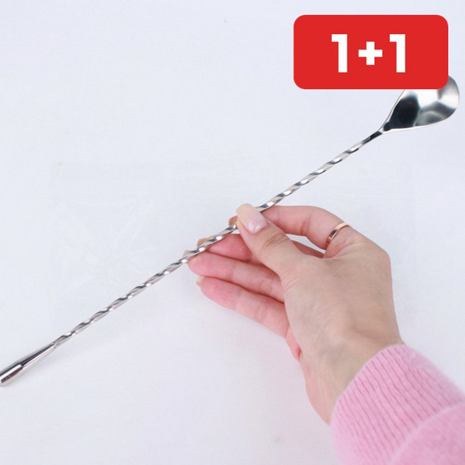 홈카페 스텐 머들러 30cm 바스푼 롱스푼 칵테일 하이볼 쉐이커 섞기 1+1, 1개, 상세페이지 참조
